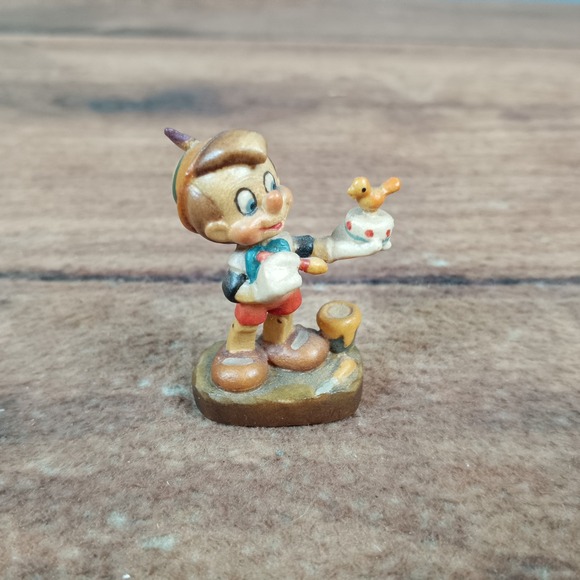 Vintage Anri Disney Pinocchio Wood Carving Figurine Italy Hand Painted Mini
